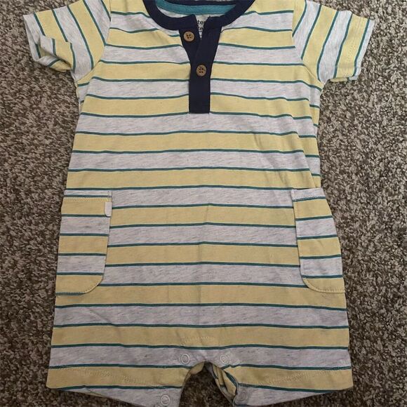 Carter's Baby Boy Striped Henley Romper Size 12M Multicolor - Picture 1 of 2